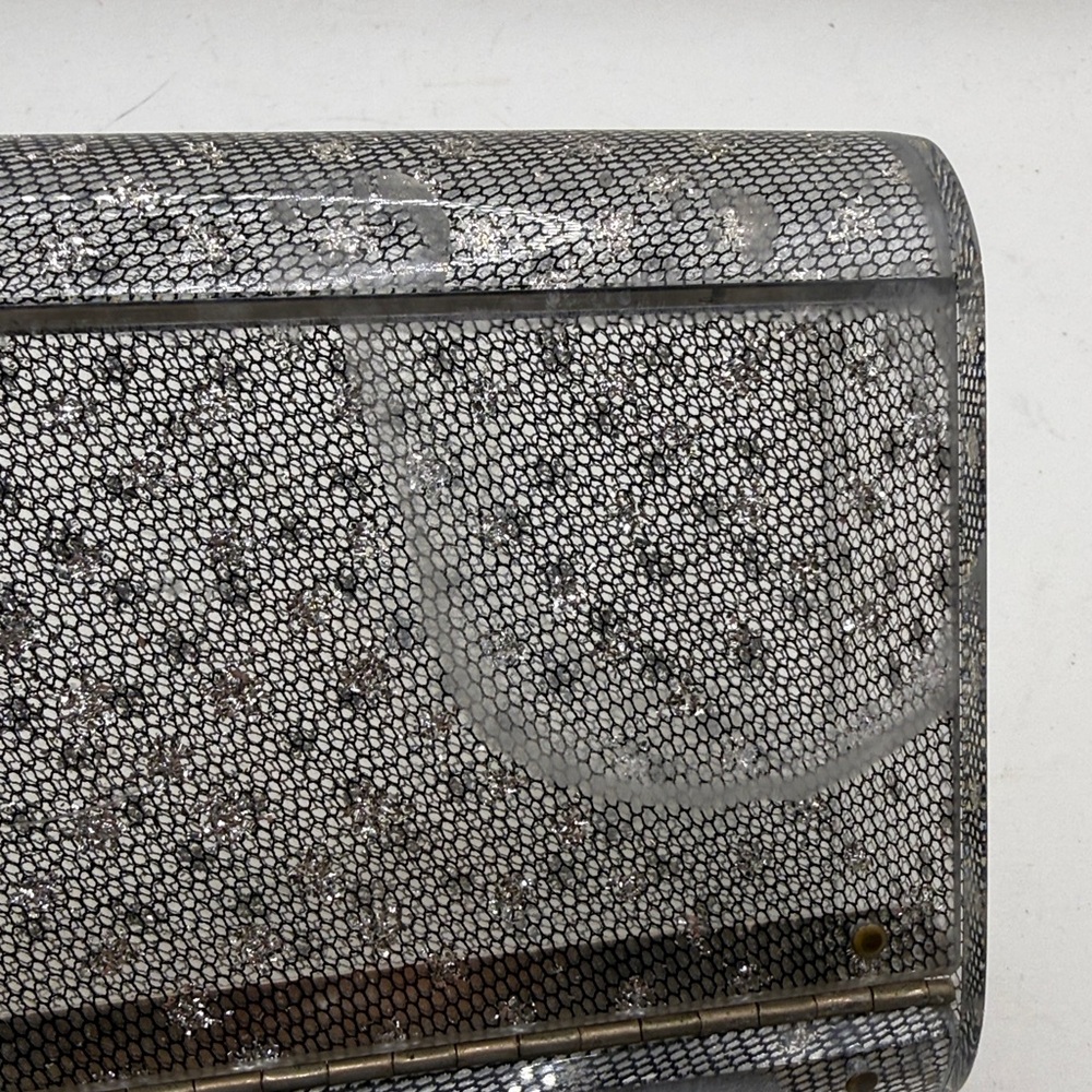 Vtg Wilardy Lucite Clutch Purse Clear Silver Confetti Acrylic 50s 60s Glitter - Picture 4 of 16